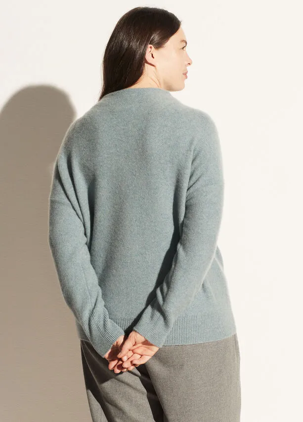 Vince - Boiled Funnel Neck Pullover in Heather Ocean